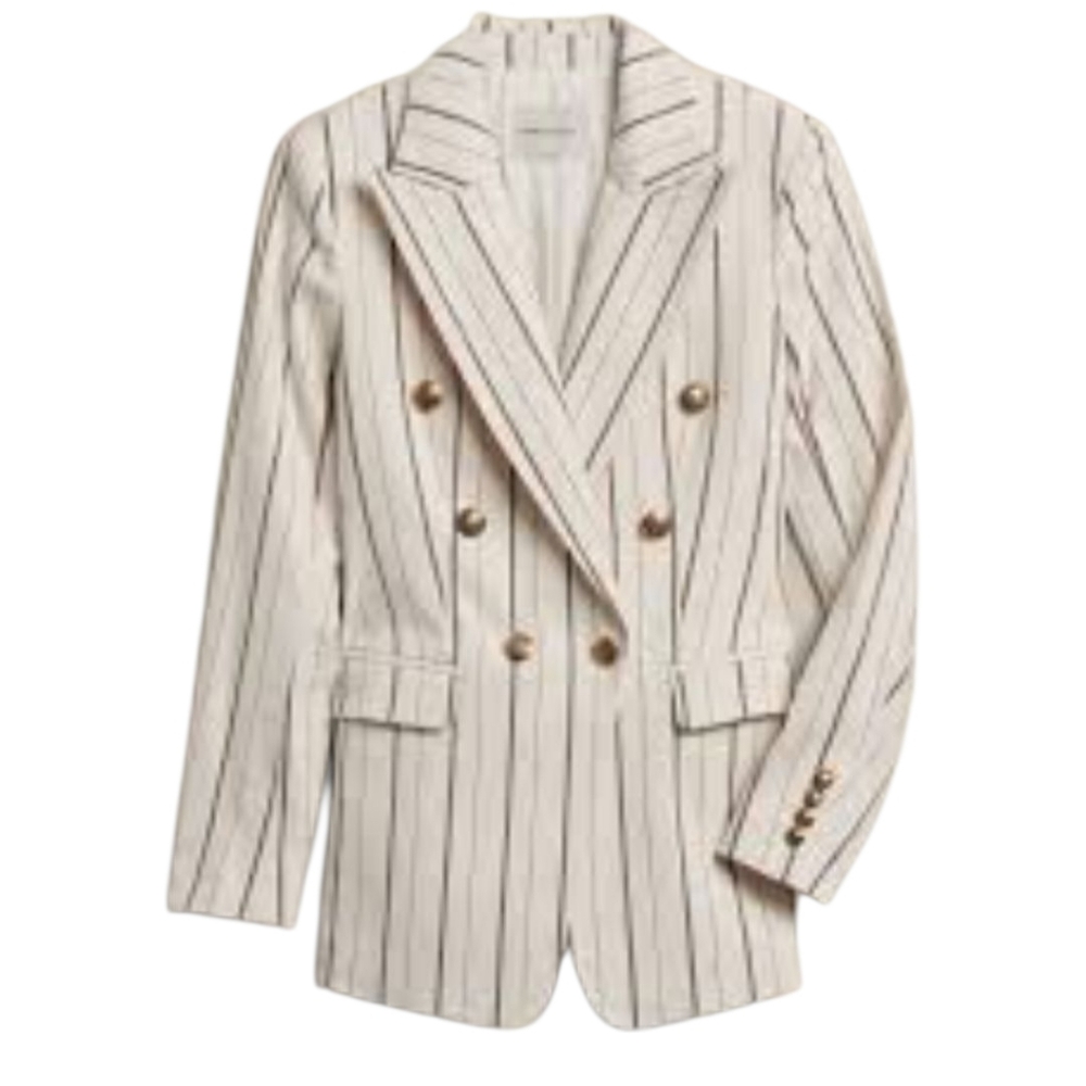 Banana Republic Linen-Cotton Tailored Blazer Double Breasted Size 2 Petite